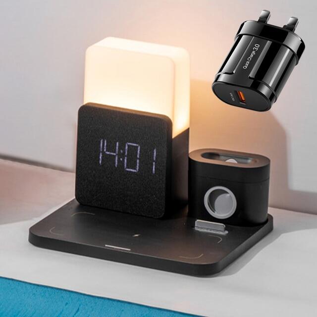 LED Light Bedside Lamp Qi Wireless Charger Dock