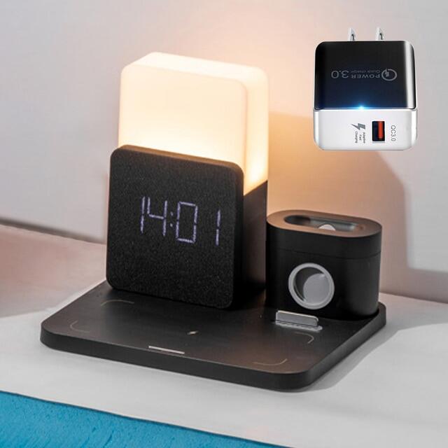 LED Light Bedside Lamp Qi Wireless Charger Dock