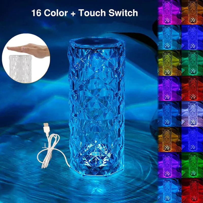 16/3 Colors Crystal Table Lamp Touch Remote control rechargeatable