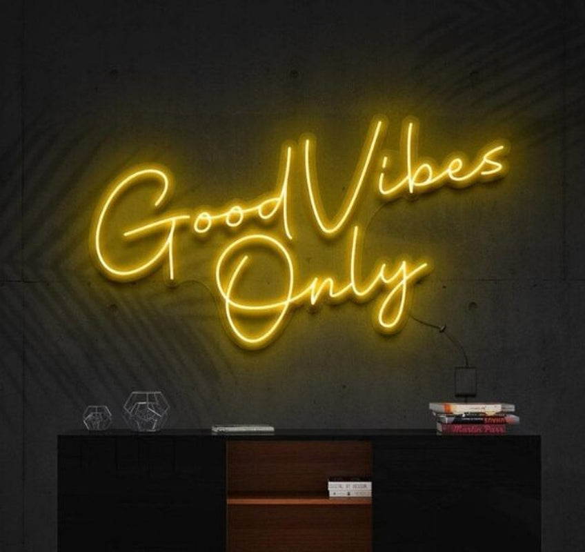OHANEONK Good Vibes Only Neon Sign Light Custom LED Neon Letters Sign Wall Decor for Living Room Wedding Party Cafe Store