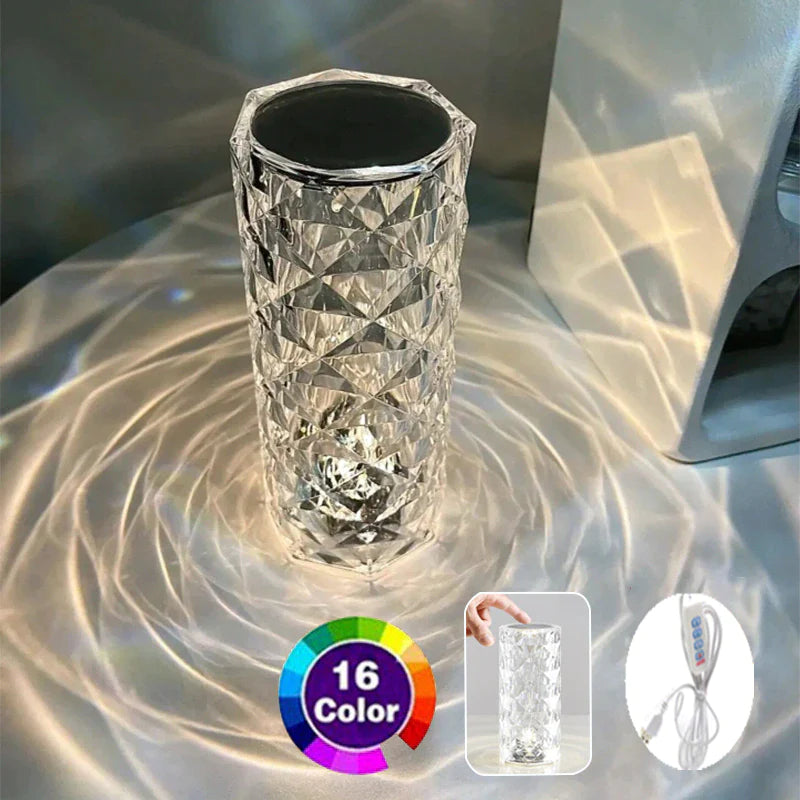 16/3 Colors Crystal Table Lamp Touch Remote control rechargeatable