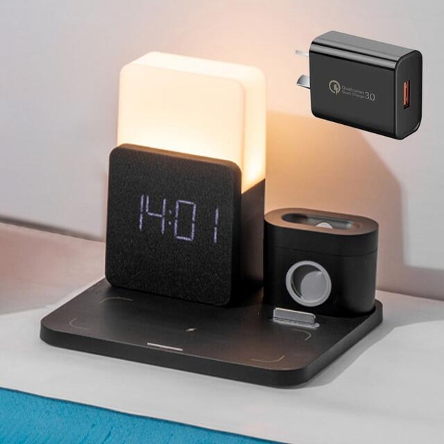 LED Light Bedside Lamp Qi Wireless Charger Dock