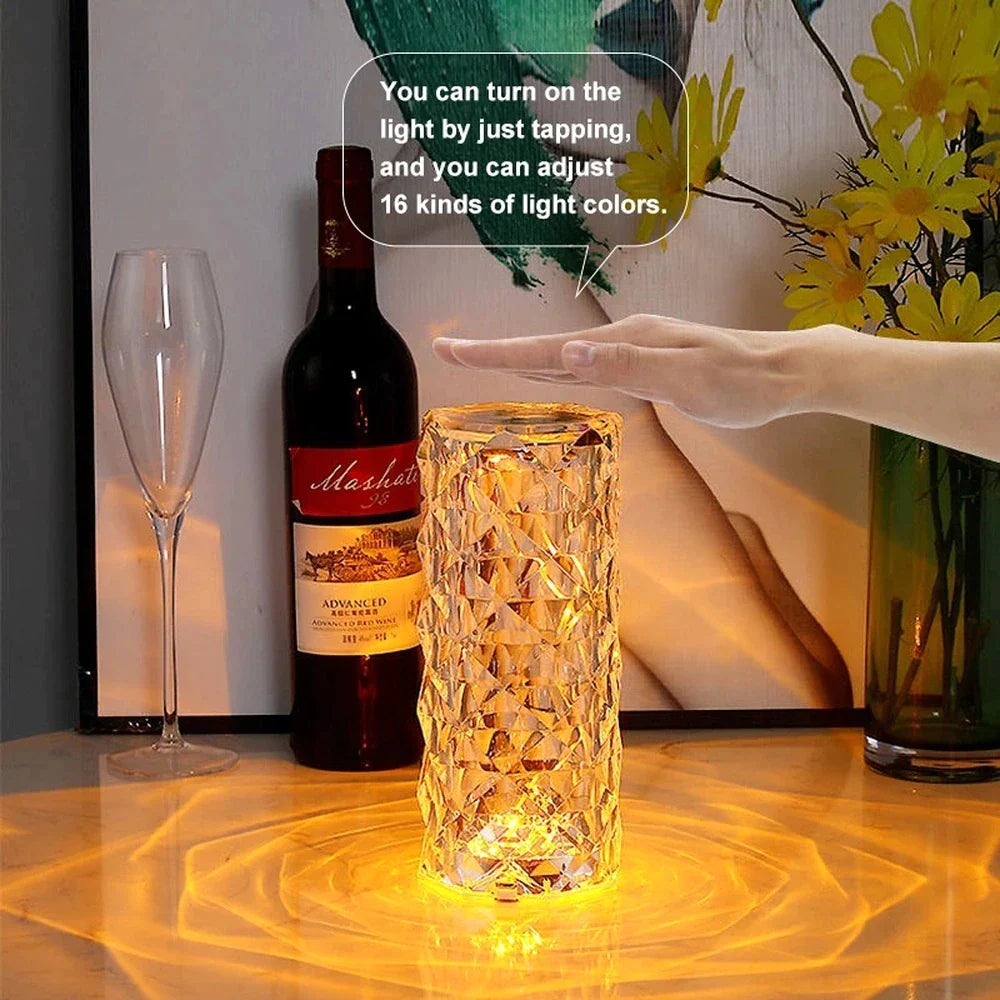 16/3 Colors Crystal Table Lamp Touch Remote control rechargeatable