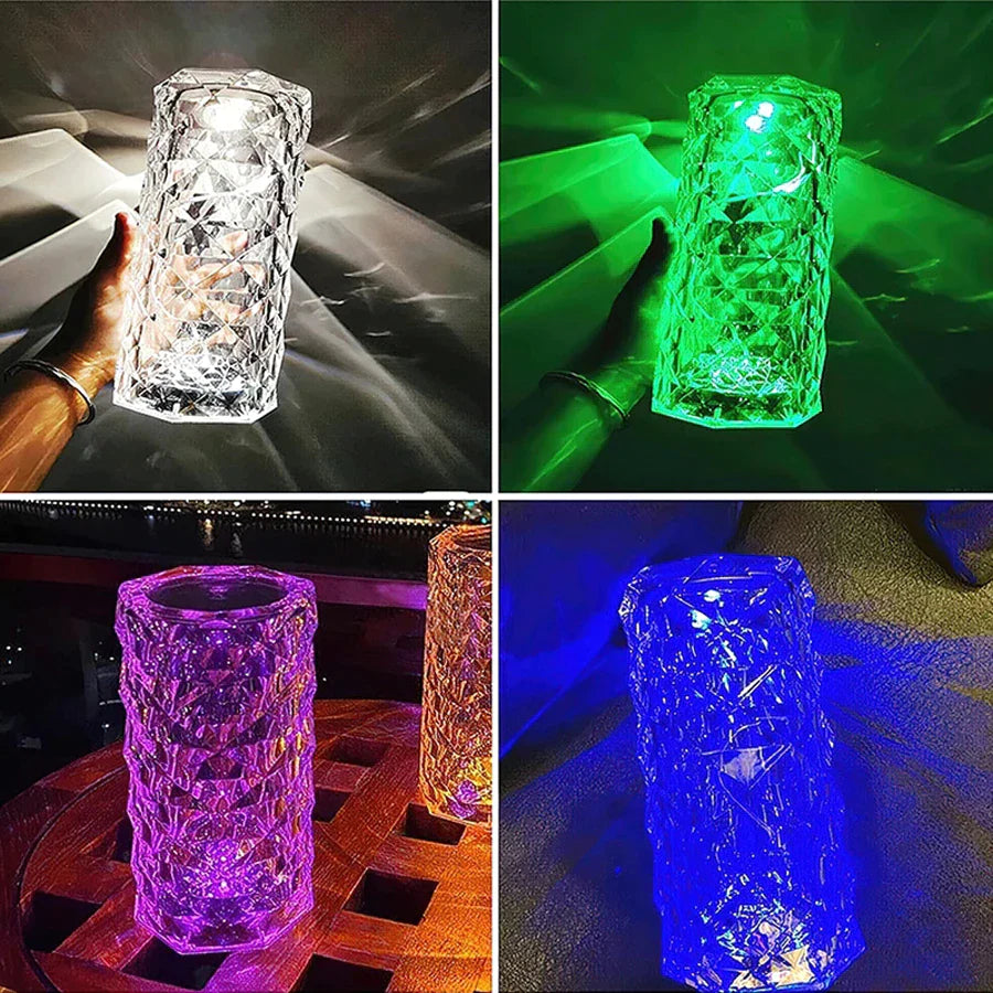 16/3 Colors Crystal Table Lamp Touch Remote control rechargeatable