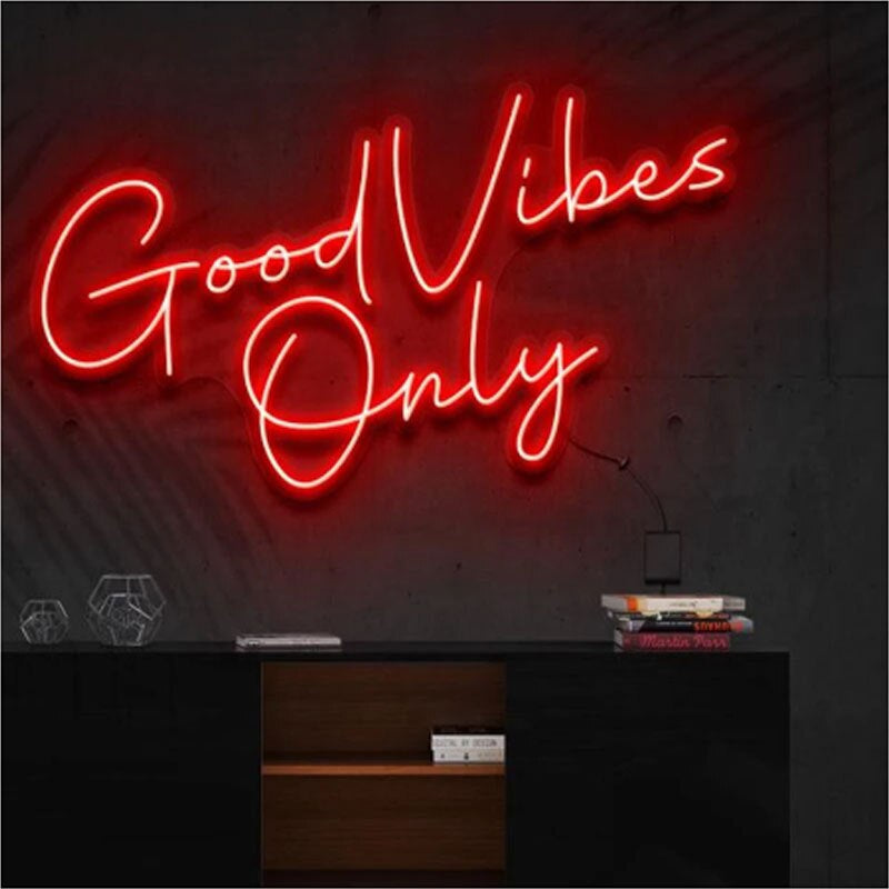 OHANEONK Good Vibes Only Neon Sign Light Custom LED Neon Letters Sign Wall Decor for Living Room Wedding Party Cafe Store