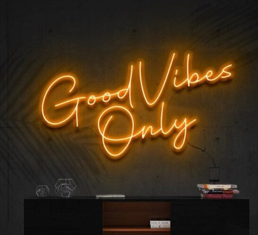 OHANEONK Good Vibes Only Neon Sign Light Custom LED Neon Letters Sign Wall Decor for Living Room Wedding Party Cafe Store