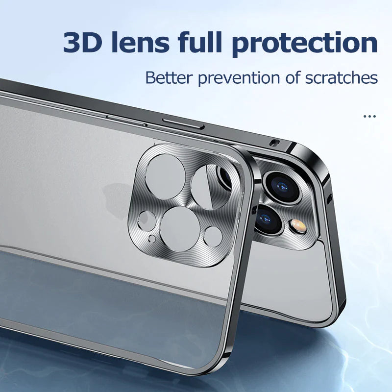 Metal Case for Iphone 11 12 13 14 plus Pro Max Aluminum Frame Cover for Iphon 13Mini Frosted PC Back Panel Metal Lens Protection