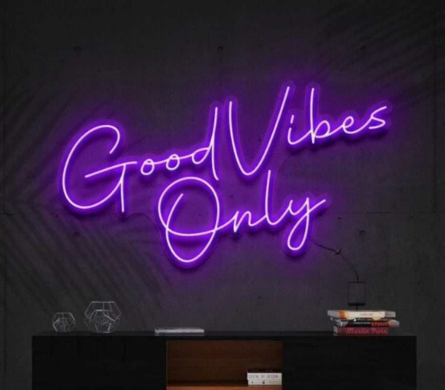OHANEONK Good Vibes Only Neon Sign Light Custom LED Neon Letters Sign Wall Decor for Living Room Wedding Party Cafe Store