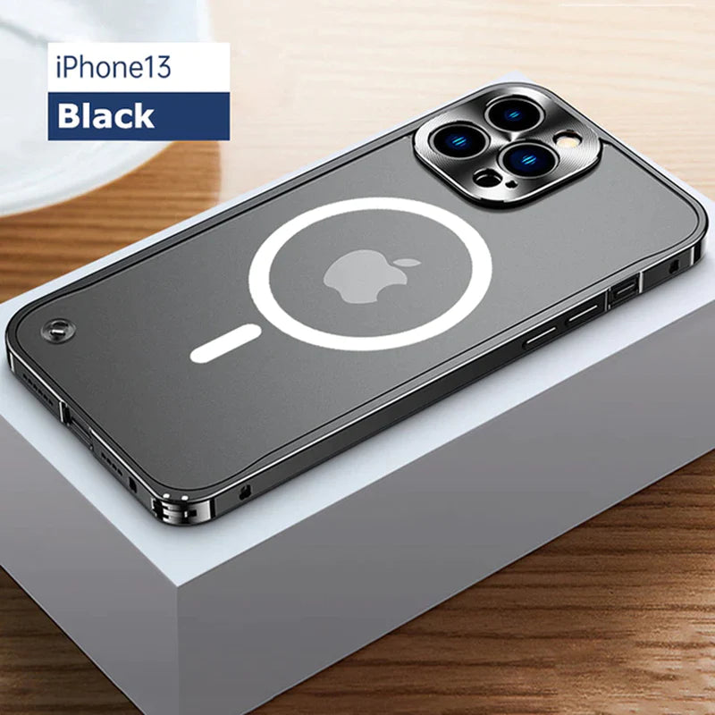 Metal Case for Iphone 11 12 13 14 plus Pro Max Aluminum Frame Cover for Iphon 13Mini Frosted PC Back Panel Metal Lens Protection