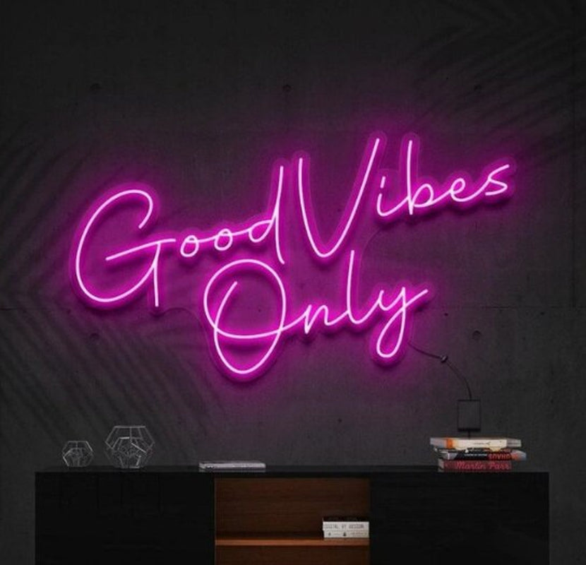 OHANEONK Good Vibes Only Neon Sign Light Custom LED Neon Letters Sign Wall Decor for Living Room Wedding Party Cafe Store