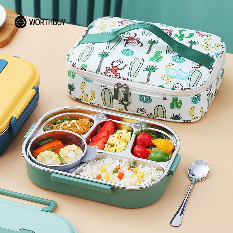 WORTHBUY Portable Kids Lunch Box With Compartment