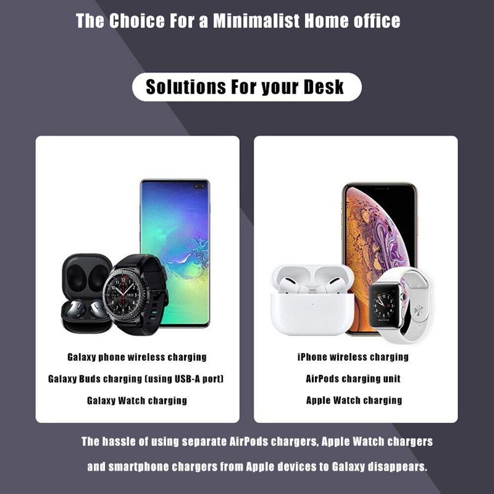 LED Light Bedside Lamp Qi Wireless Charger Dock