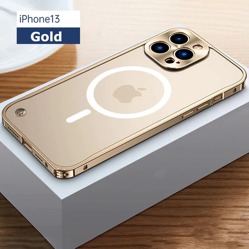 Metal Case for Iphone 11 12 13 14 plus Pro Max Aluminum Frame Cover for Iphon 13Mini Frosted PC Back Panel Metal Lens Protection
