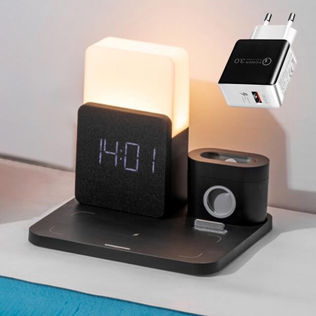 LED Light Bedside Lamp Qi Wireless Charger Dock
