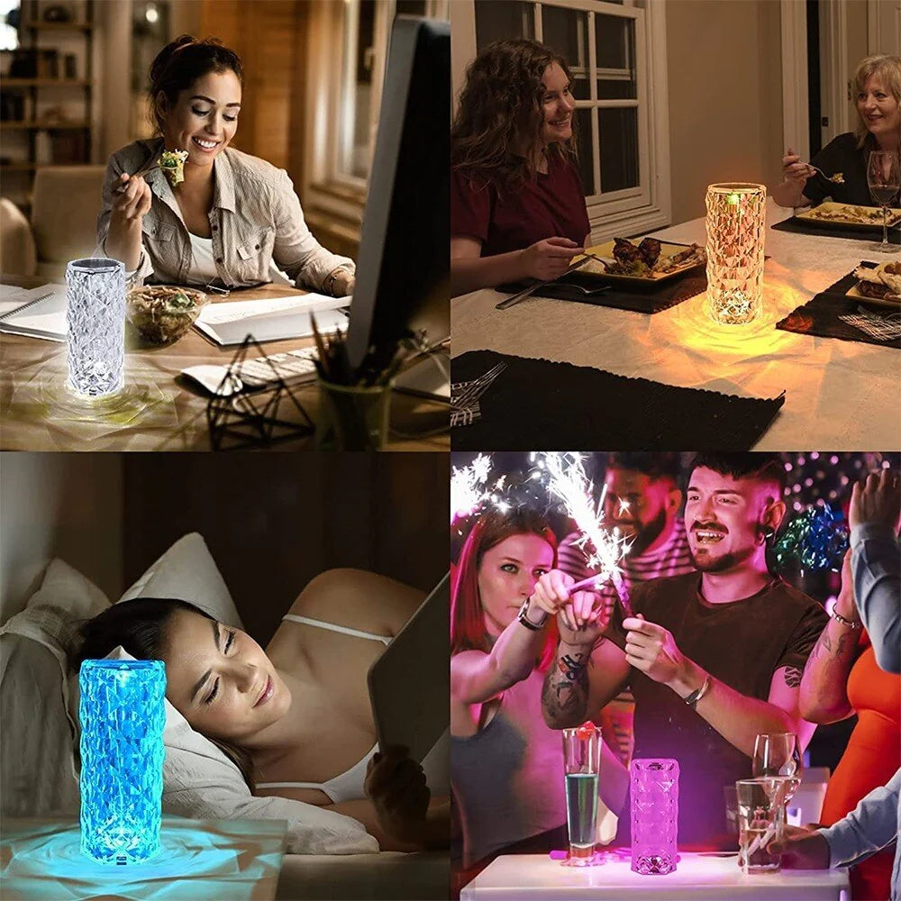 16/3 Colors Crystal Table Lamp Touch Remote control rechargeatable