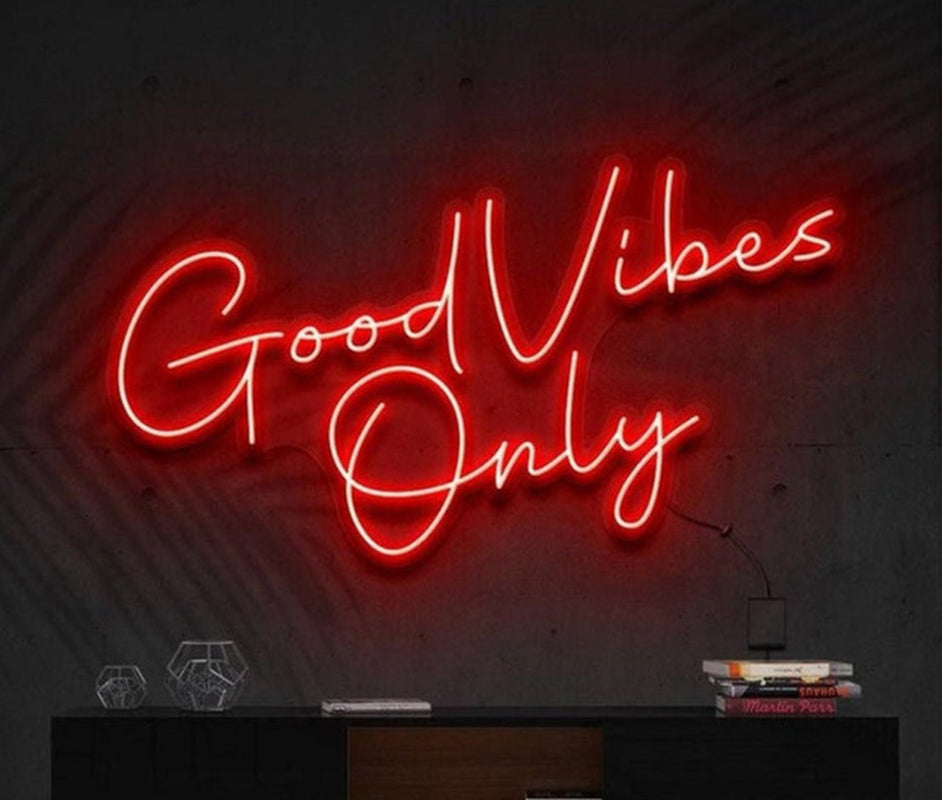 OHANEONK Good Vibes Only Neon Sign Light Custom LED Neon Letters Sign Wall Decor for Living Room Wedding Party Cafe Store
