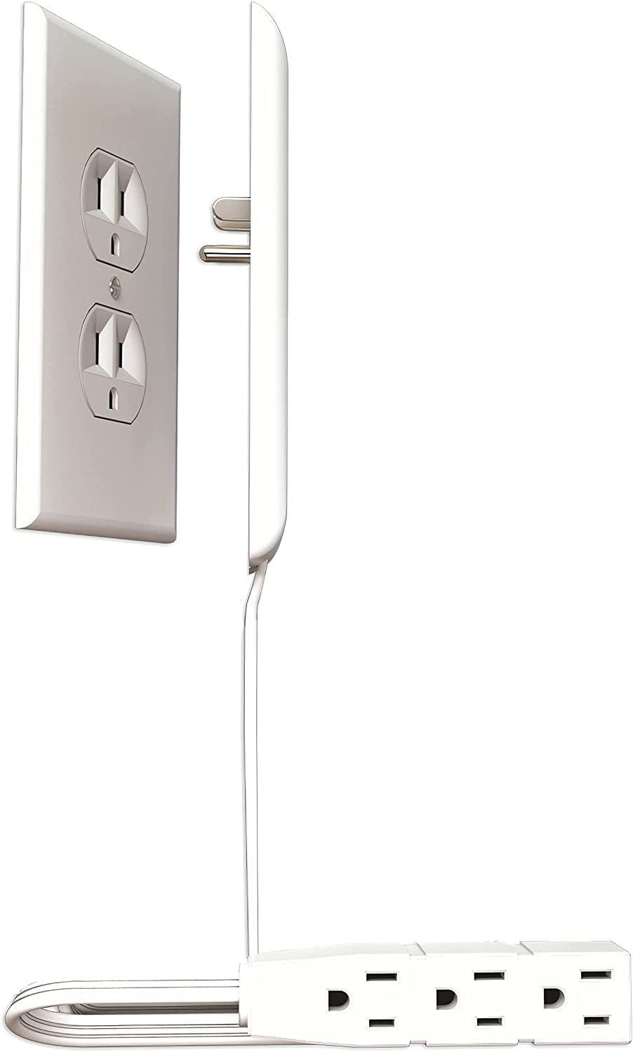 Sleek Socket Ultra-Thin Outlet Concealer with Cord Concealer Kit, 3 Outlet, 3-Foot Cord, Universal Size, UL Certified