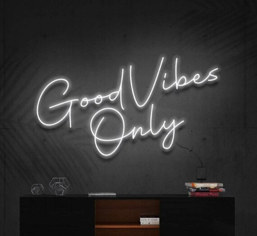 OHANEONK Good Vibes Only Neon Sign Light Custom LED Neon Letters Sign Wall Decor for Living Room Wedding Party Cafe Store