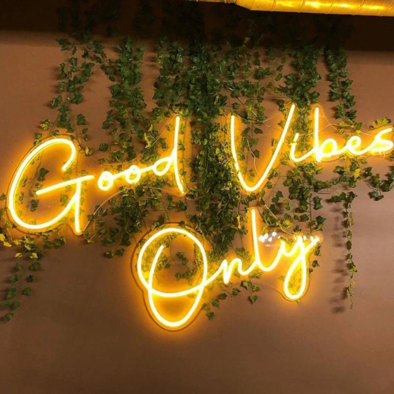 OHANEONK Good Vibes Only Neon Sign Light Custom LED Neon Letters Sign Wall Decor for Living Room Wedding Party Cafe Store