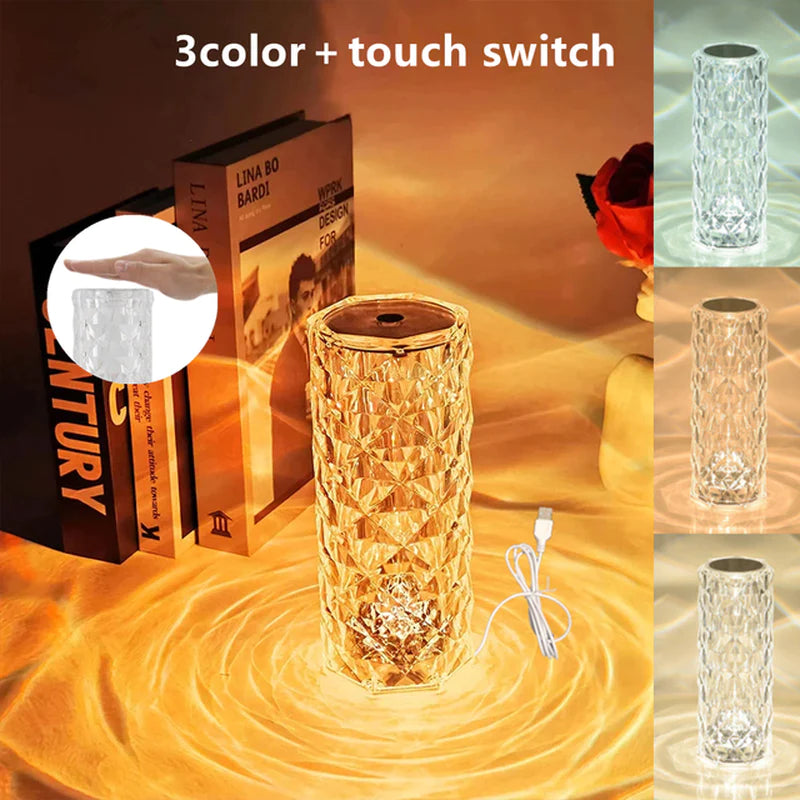 16/3 Colors Crystal Table Lamp Touch Remote control rechargeatable