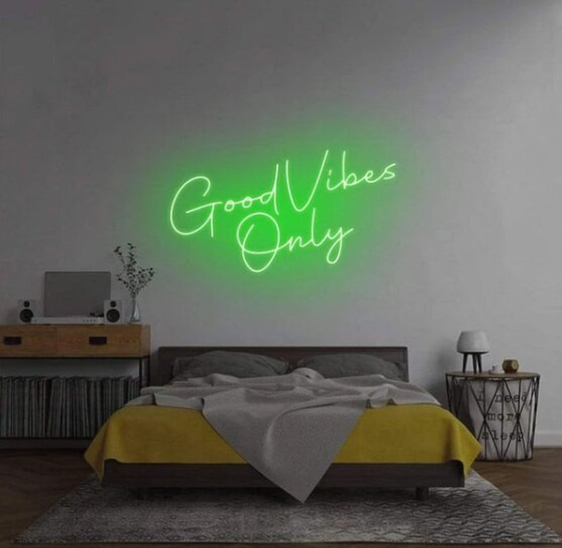 OHANEONK Good Vibes Only Neon Sign Light Custom LED Neon Letters Sign Wall Decor for Living Room Wedding Party Cafe Store